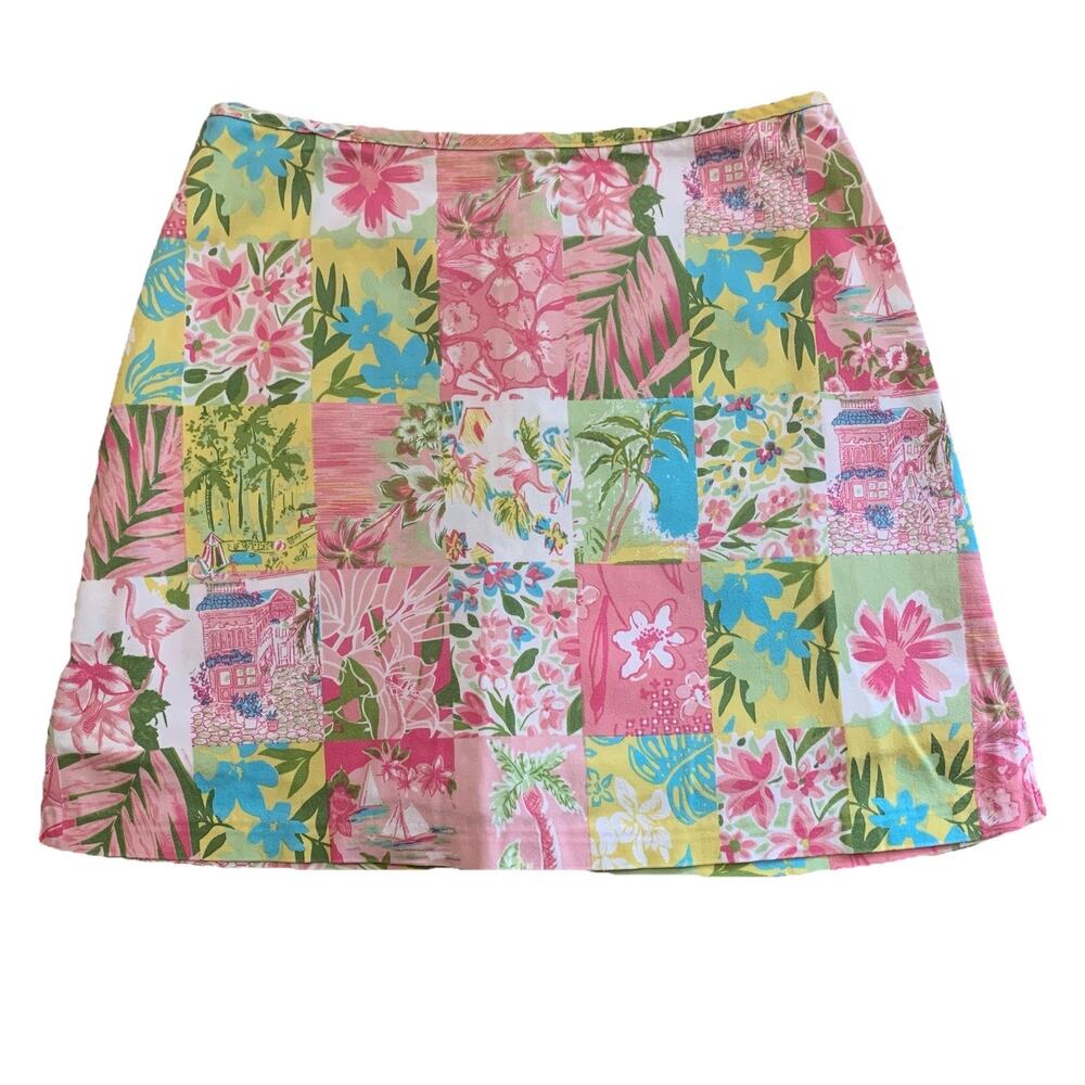 JN Apparel NY Skort Womens 8 Vintage Patchwork Style Tropical Flamingo Y2K USA